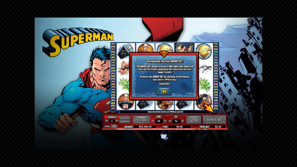 Superman Slot Game - Landing Page